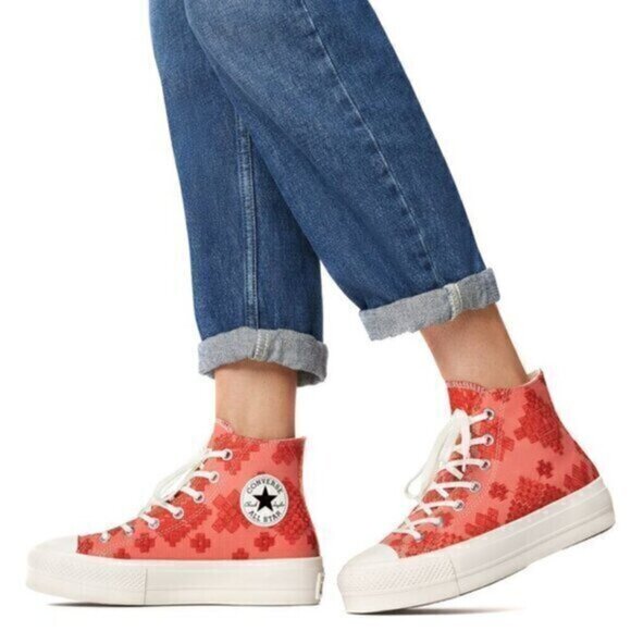 Converse Shoes - Converse Chuck Taylor Tonal Embroidery Lift Platform Orange Size 8.5